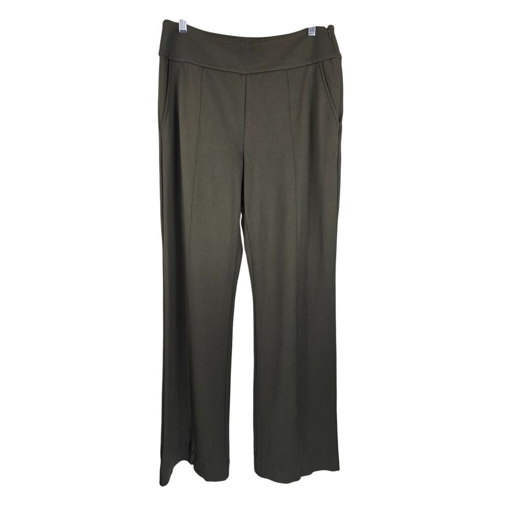 Cabi Style 4132L Textured Side Zip Pockets Wide Leg Dark Olive Business Pants 10